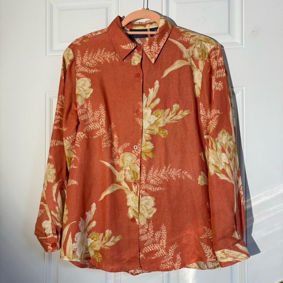 Vintage Liz Claiborne Floral Button Down Blouse, Size Petite Small - Picture 2 of 10